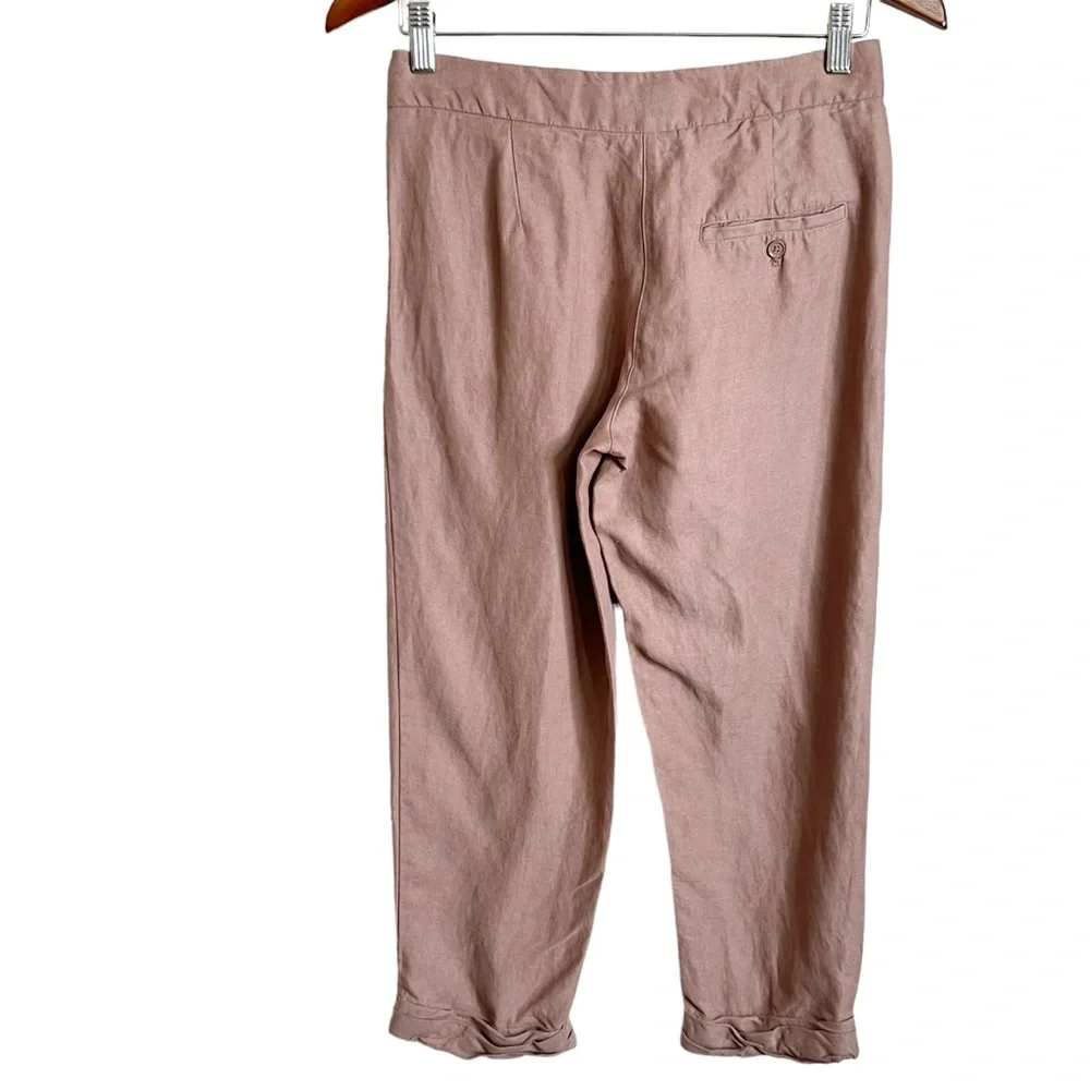 Aritzia Wilfred Allant Linen Blend Cropped Pants Womens 00 Brown Coastal Boho